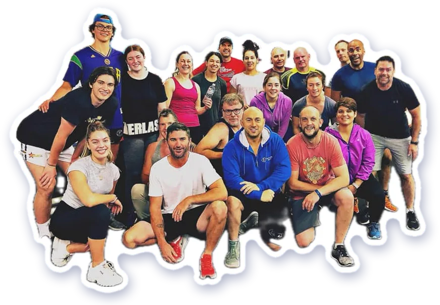 Members grinning together after a group class