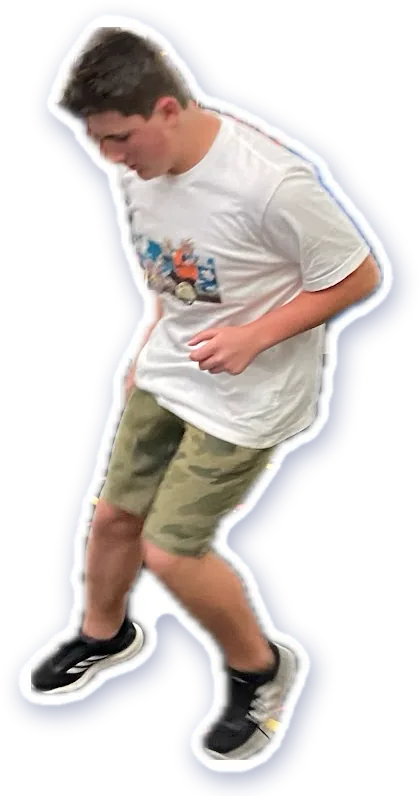 A teenager doing agility ladder drills